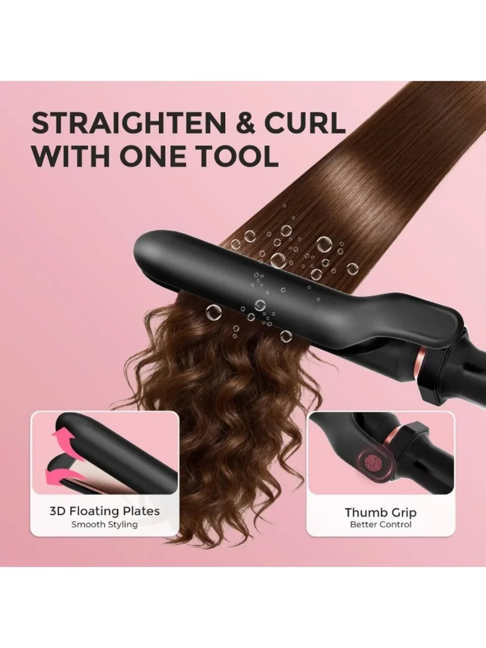 5-in-1 Curling Iron Set & Flat Iron with Ceramic Barrels - Versatile Hair